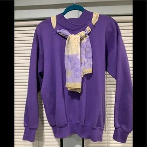 Vintage Handmade Sweatshirt with cut-in Scarf